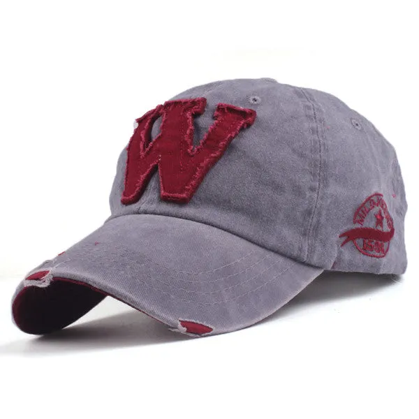 W Cotton Baseball Snapback Caps