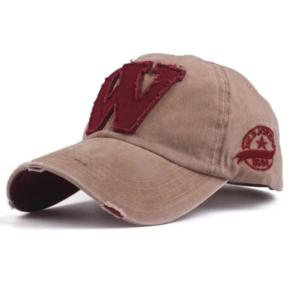 W Cotton Baseball Snapback Caps