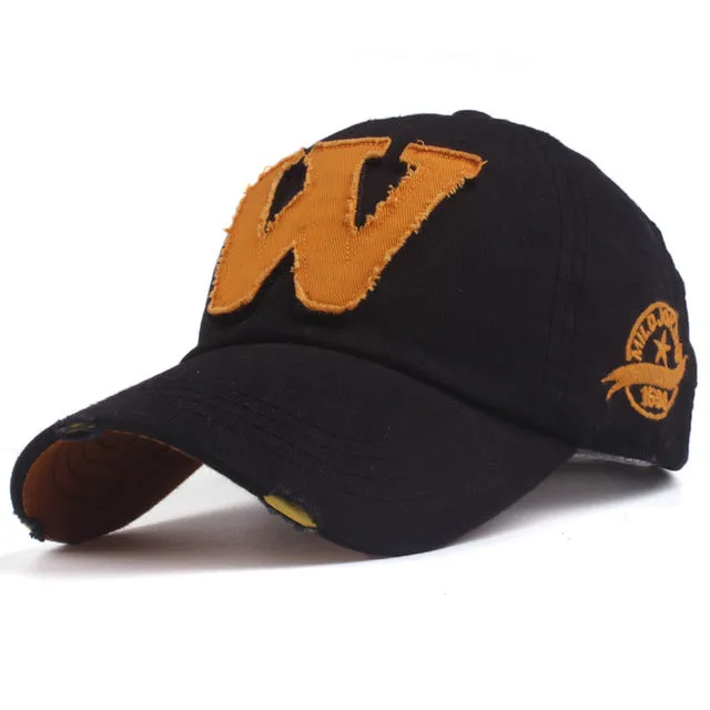 W Cotton Baseball Snapback Caps