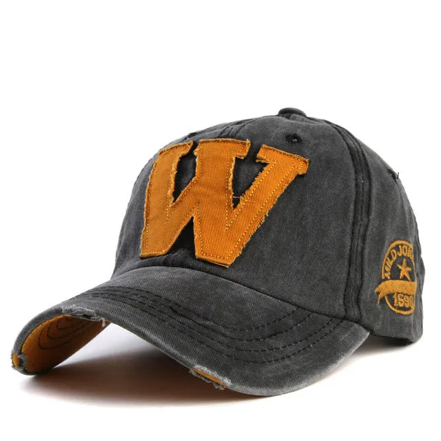 W Cotton Baseball Snapback Caps