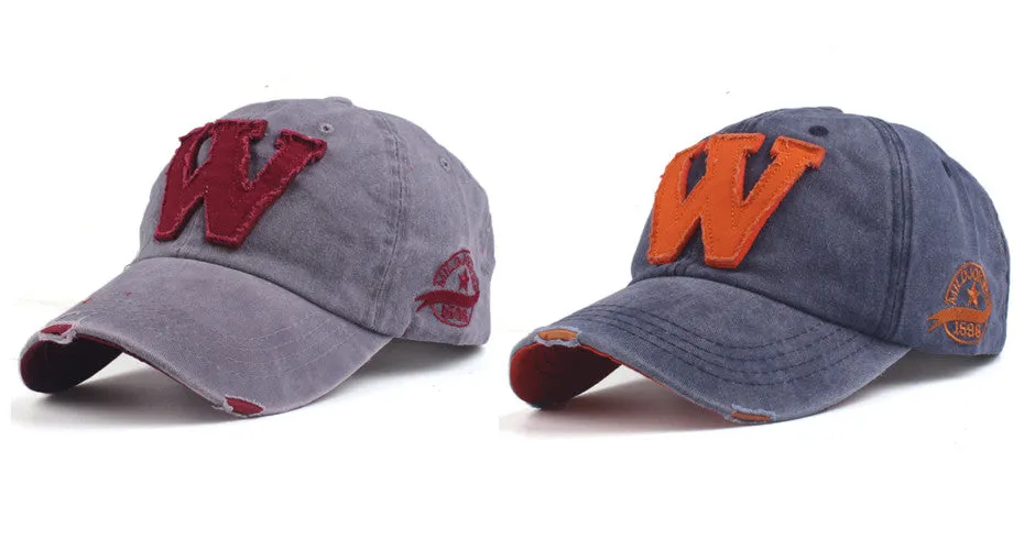 W Cotton Baseball Snapback Caps