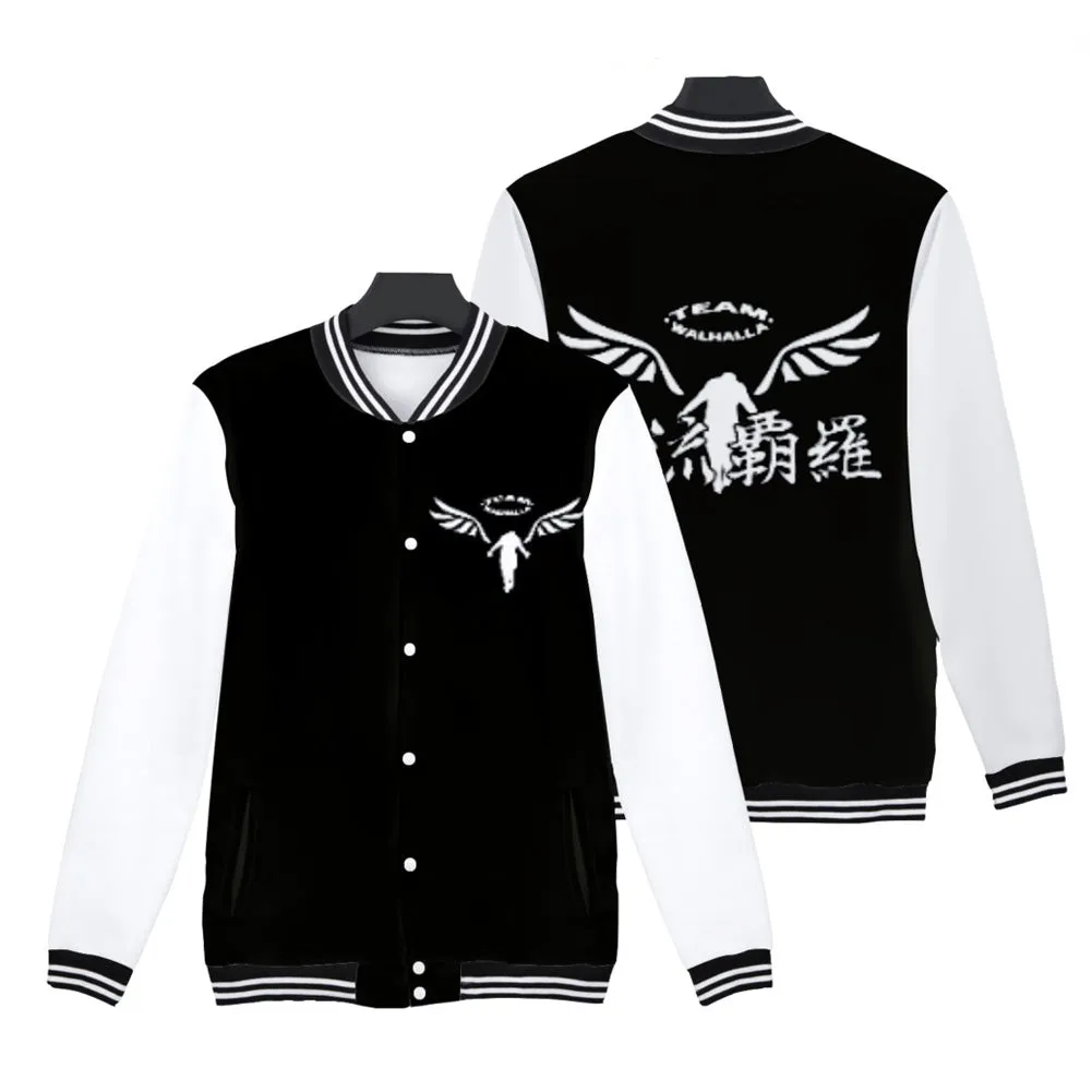 Walhalla Cosplay Baseball Jacket Zip Up Coat 3D Printed Sweatshirt Men Women Casual Streetwear