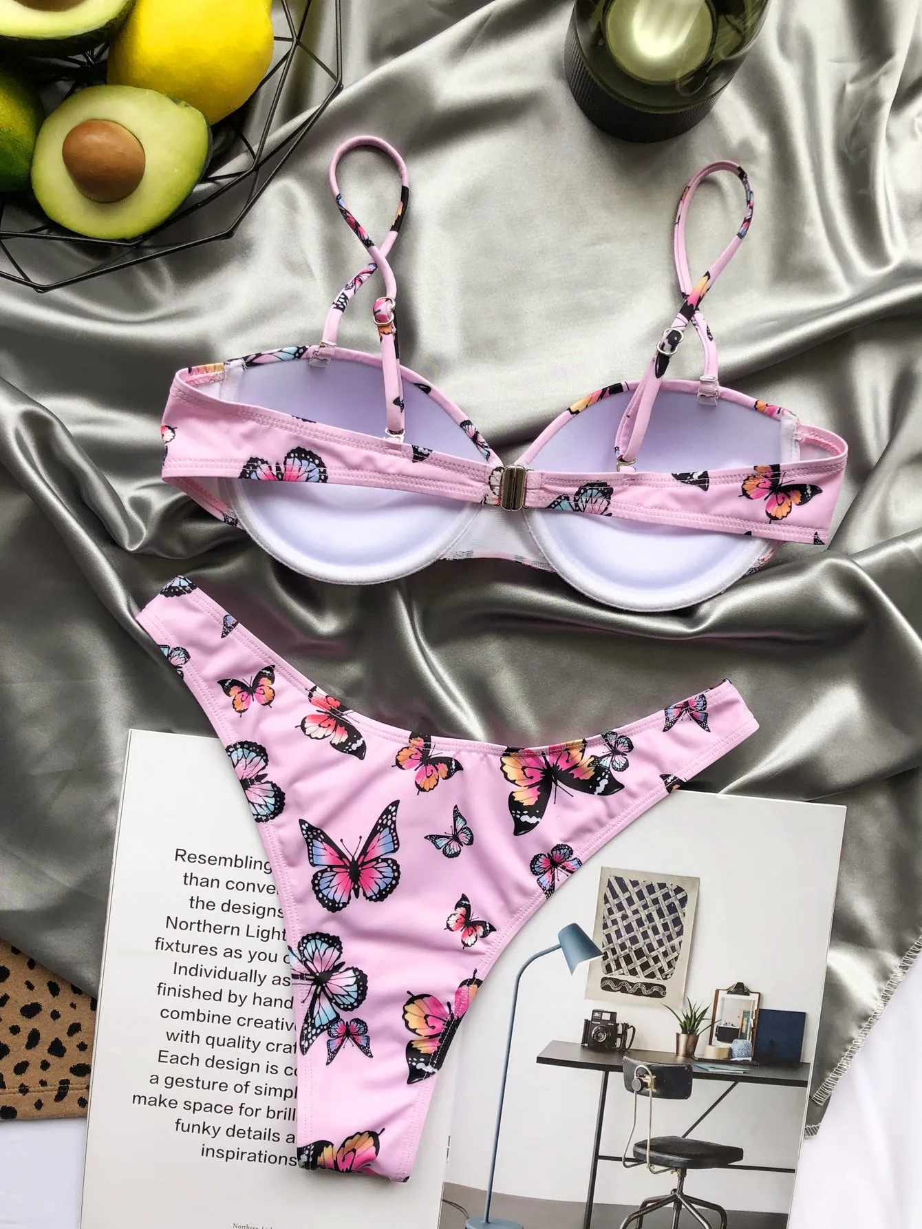 Women's Butterfly Print Bikini With Hard Cup Support
