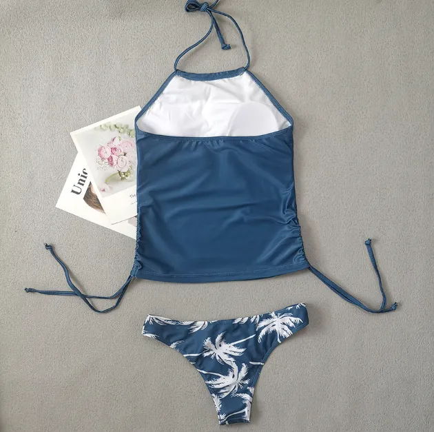 Women's Tropical Print Tie Bikini Set