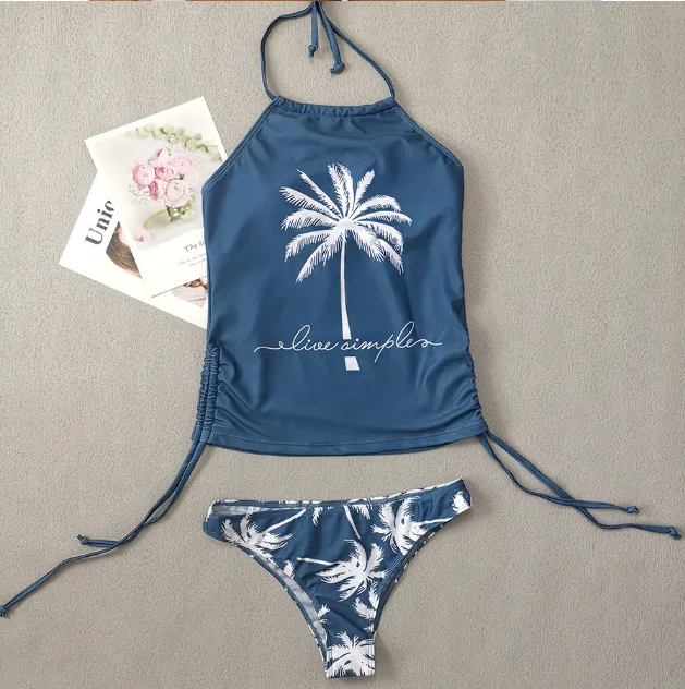 Women's Tropical Print Tie Bikini Set