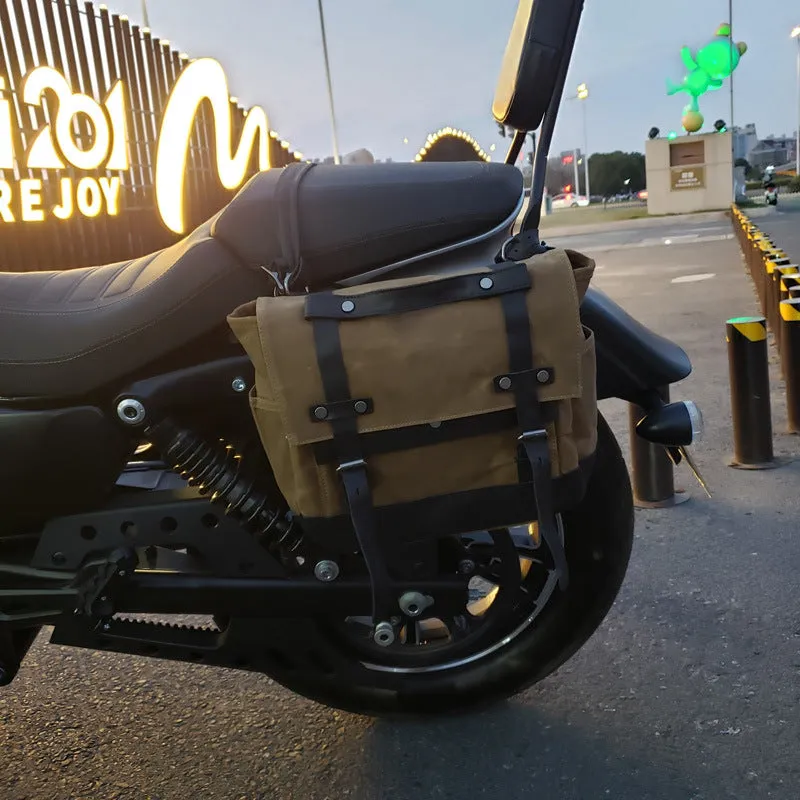XIEYINSHE 2025 Retro motorcycle bag, waterproof knight bag, pack bag, tail bag, cycling equipment, side bag, locomotive helmet bag.